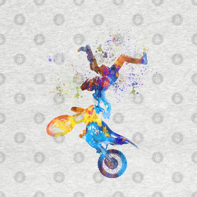 Motocross rider in watercolor by PaulrommerArt